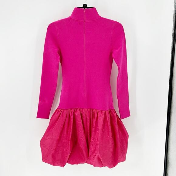 Rachel Parcell Bubble Hem retro 80s pink quirky Barbie mock neck dress size XS - Picture 2 of 10